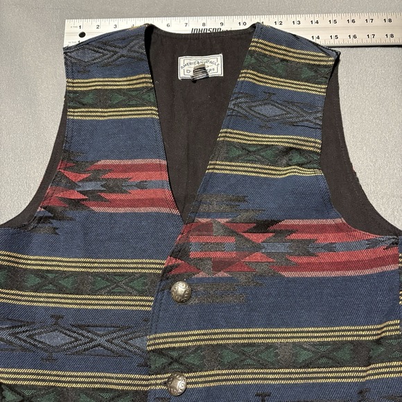 Vintage Tapestry Vest L Crop Cut Buckle Cinch Southwestern Artsy Aztec Native - Picture 5 of 11